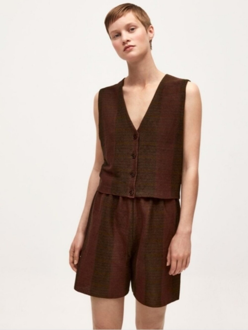 babaa vest no 58 in tundra 100% organic linen lagenlook minimalist indie grunge
